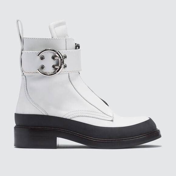 Chloé Roy Ankle Boots White Calfskin Leather Size 38 / US 7.5 - Picture 1 of 9